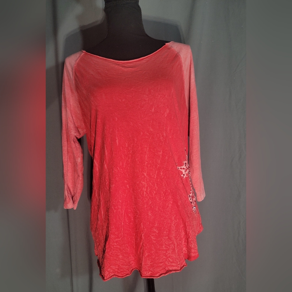 Elegant Red Long Sleeve Women's Top